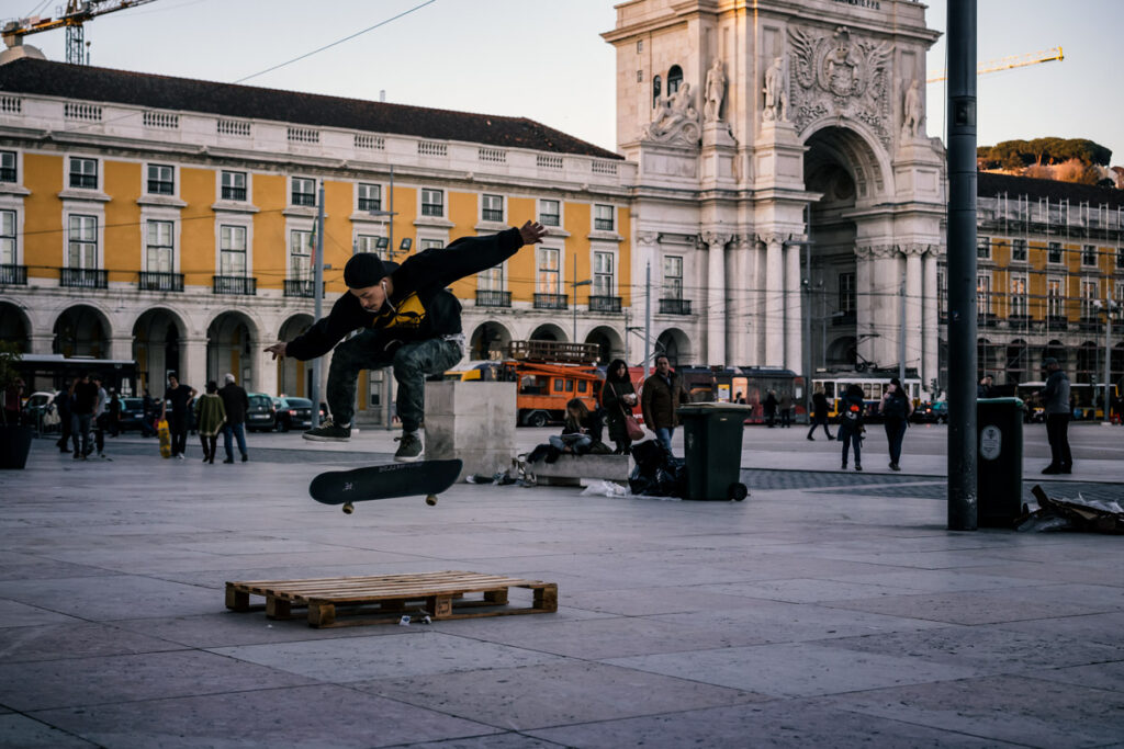 Skater in Lisbon at Sunset