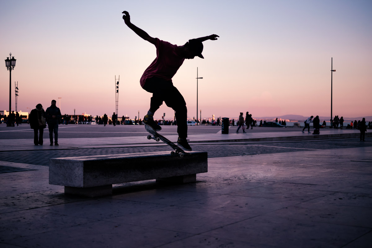 Skater in Lisbon at Sunset